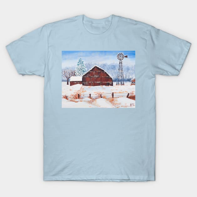 Blizzard at the Farm T-Shirt by Matt Starr Fine Art